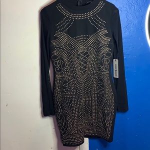 Black and gold embellished dress by Haute Monde